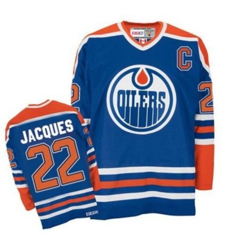 CCM Edmonton Oilers NO.22 Jean-Francois Jacques Men's Jersey (Royal Blue Authentic Throwback) CCM Edmonton Oilers NO.22 Jean-Francois Jacques Men's Jersey (Royal Blue Authentic Throwback)