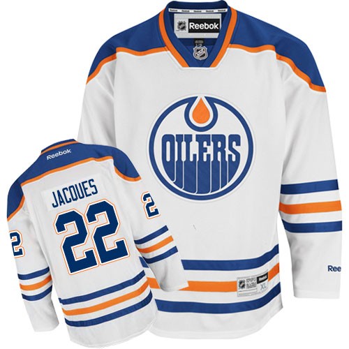 Reebok Edmonton Oilers NO.22 Jean-Francois Jacques Men's Jersey (White Authentic Away) Reebok Edmonton Oilers NO.22 Jean-Francois Jacques Men's Jersey (White Authentic Away)