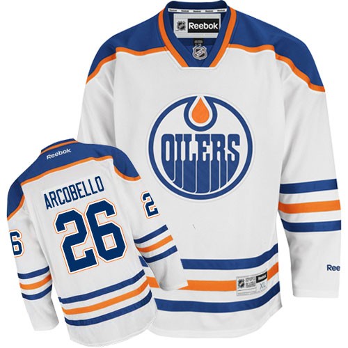 Reebok Edmonton Oilers NO.26 Mark Arcobello Men's Jersey (White Authentic Away) Reebok Edmonton Oilers NO.26 Mark Arcobello Men's Jersey (White Authentic Away)