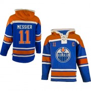Old Time Hockey Edmonton Oilers NO.11 Mark Messier Men's Jersey (Royal Blue Authentic Sawyer Hooded Sweatshirt) Old Time Hockey Edmonton Oilers NO.11 Mark Messier Men's Jersey (Royal Blue Authentic Sawyer Hooded Sweatshirt)