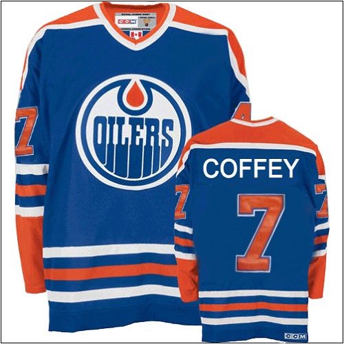 CCM Edmonton Oilers NO.7 Paul Coffey Men's Jersey (Royal Blue Authentic Throwback)