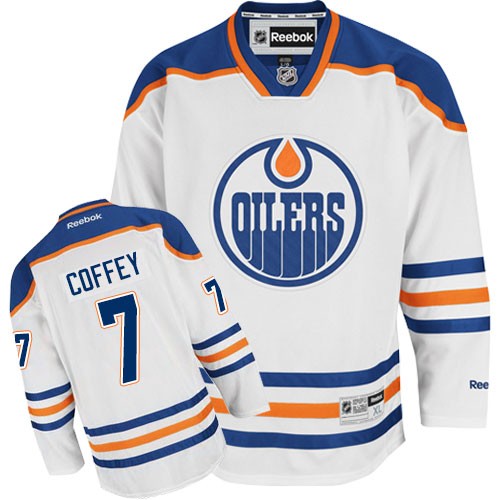 Reebok Edmonton Oilers NO.7 Paul Coffey Men's Jersey (White Authentic Away)