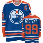 CCM Edmonton Oilers NO.99 Wayne Gretzky Men's Jersey (Royal Blue Authentic Throwback)