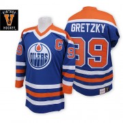 Mitchell and Ness Edmonton Oilers NO.99 Wayne Gretzky Men's Jersey (Navy Blue Premier Throwback)