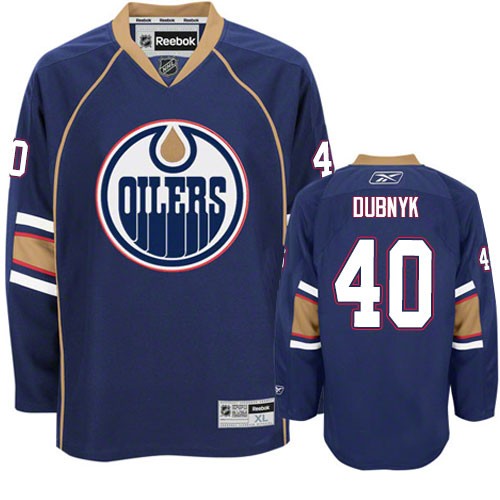 Reebok Edmonton Oilers NO.40 Devan Dubnyk Men's Jersey (Navy Blue Premier Third)